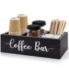 Zingoetrie Coffee Bar Wooden Box Coffee Station Organizer Coffee Bar Pod Holder Storage Accessories For Coffee Counter Farmhouse Kitchen Decor - Black -Wilton Shop 41IbGx7y2UL