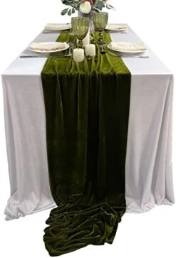 Uxurious Velvet Table Runner, 10ft Wedding Reception Decorations, 20x120inch Soft Velvet Fabric, Table Linen Overlay, Wedding Table Runners(Emerald Green, 20X120inch) -Wilton Shop 41Ic6ZFg1nL. AC