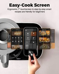 Omni Cook Smart Cooking Robot, All-in-1 Food Processors, Stand Mixer, Slow Cooker, Chopper, Steamer, Juicer, Blender, Boil, Knead, Weigh, 7" Touchscreen With 3000+ Guided Recipes, WiFi-Enabled, 2.3QT(2.2L), Black -Wilton Shop 41IrHN8Qj6L