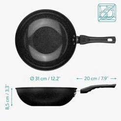 Non Stick Wok - 12.2" Wok Pan For All Stovetop Types - Black Flat Bottom Wok W/Anti Stick Coating For Gas Electric Ceramic Induction Cooktops -Wilton Shop 41Is0OBLTXL
