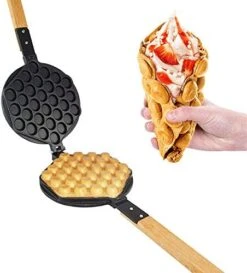 Bubble Waffle Maker | Stainless Steel Double Egg Waffle Iron With Manual Thermostat | Nonstick Coating | 2 Large Hong Kong Waffles | 110V | 2.8kW -Wilton Shop 41JFgzjEI8L. AC