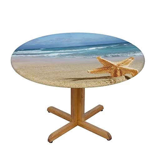 Round Tablecloth Starfish Summer Fitted Elastic Waterproof Wipeable Table Cloth Cover Decorations Table Pad Cover For Party Dinning Room Picnic-Medium 3 Round Tablecloth Starfish Summer Fitted Elastic Waterproof Wipeable Table Cloth Cover Decorations Table Pad Cover For Party Dinning Room Picnic-Medium