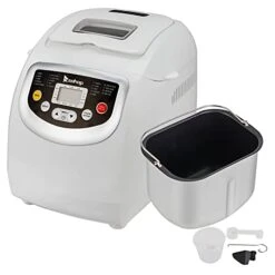 ZOKOP BM8021 2LB Bread Maker Machine With Automatic Feeding Function,High Temperature Resistant Environmental Protection Plastic,White,110V 550W US Plug