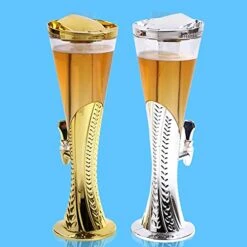 Beer Tower Dispenser 3L Beer Dispenser, Beer Column With Ice Cooling, Fun Party Drinks Dispenser With Faucet, Ice Tube And Lights For Cold Beer, Silver Party Drink Dispenser (Size : 3L) -Wilton Shop 41JdEvWD9GS