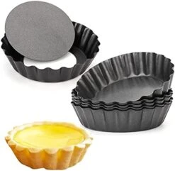 12 Pcs Egg Tart Molds, 3" Mini Tart Pans Removable Bottom, Cupcake Cake Muffin Mold Tin Pan Baking Tool, Reusable Quiche Bakeware Carbon Steel For Pies, Quiche, Cheese Cakes, Desserts -Wilton Shop 41JideYRS. AC