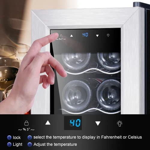 Mini Fridge Compressor Cooler, 12 Bottles Wine Refrigerator, Freestanding Wine Cellar 41F-64F One Touch Temperature Control, For Home, Office Or Bar. 6 Mini Fridge Compressor Cooler, 12 Bottles Wine Refrigerator, Freestanding Wine Cellar 41F-64F One Touch Temperature Control, For Home, Office Or Bar. - Image 4