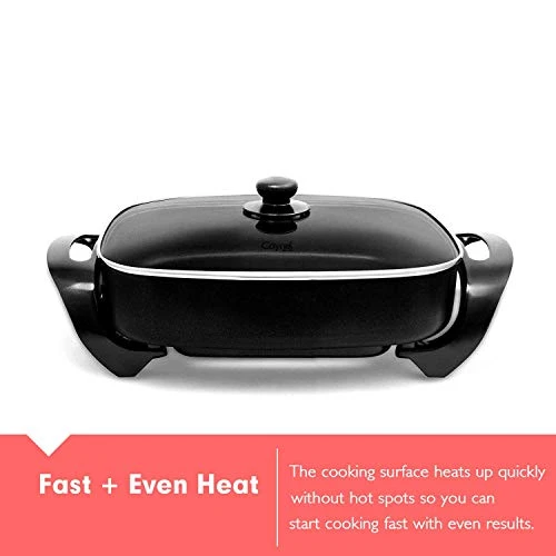 Aynel 12 X 12 Inch Nonstick Ceramic Electric Skillet With Glass Lid, Aluminum Body, 1400-Watts, Adjustable Temperature Controller Goes Up To 460 Degrees For Fry, Bake, Steam Or Simmer, Easy To Clean 4 Aynel 12 X 12 Inch Nonstick Ceramic Electric Skillet With Glass Lid, Aluminum Body, 1400-Watts, Adjustable Temperature Controller Goes Up To 460 Degrees For Fry, Bake, Steam Or Simmer, Easy To Clean - Image 2