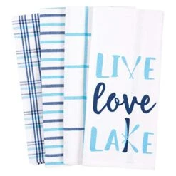 Pantry Live Love Lake Kitchen Dish Towel Set Of 4, 100-Percent Cotton, 18 X 28-Inch