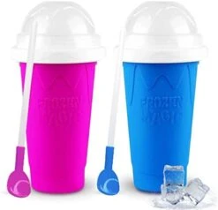 Slushy Cup Tik Tok - Double Layer Quick Frozen Magic Slushie Cup With Lid&Straw - Homemade Cool Stuff For Smoothies Drinks Shakes Juices And Soda - DIY Slushie Maker Cup For Friends&Family (Blue) -Wilton Shop 41K2ldOLPL. AC