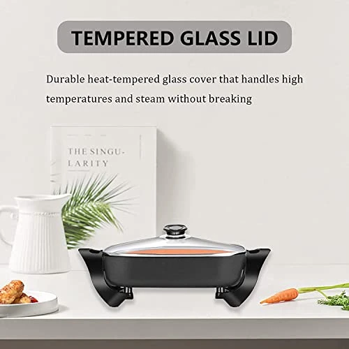 12 Inch Nonstick Electric Skillet - For Fry Bake Steam Simmer 6 12 Inch Nonstick Electric Skillet - For Fry Bake Steam Simmer - Image 4