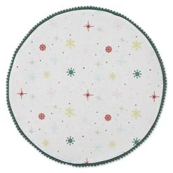 Be Merry And Bright Embellished Placemat Set, 15", Red With Snowflakes, Set Of 6