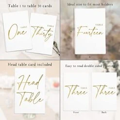 Wedding Table Numbers - Gold Table Numbers For Wedding Reception - Table Number Cards - Table Wedding Number Cards - Table Numbers 1-30 - 4x6 Inches -Wilton Shop 41K8JhbSMKL
