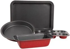 Gibson Country Kitchen 4 Pc Embossed Nonstick Bakeware Set, 4-Piece, Copper -Wilton Shop 41KD PWBKML. AC