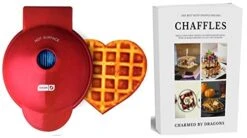 Wilton Shop 15 MINI Waffle Iron 4" HEART With The Best Keto Chaffle Recipe Book And Journal By Charmed By Dragons (4 Inch MINI RED HEART)