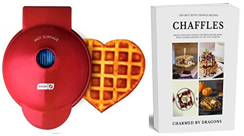 MINI Waffle Iron 4" HEART With The Best Keto Chaffle Recipe Book And Journal By Charmed By Dragons (4 Inch MINI RED HEART) 3 MINI Waffle Iron 4" HEART With The Best Keto Chaffle Recipe Book And Journal By Charmed By Dragons (4 Inch MINI RED HEART)