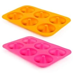 Donut Pan, 2pcs Non-Stick Silicone Donut Mold For 6 Donuts 3.2 Inch, Bagel Pan, Tray Measures 11.5x8 Inches -Wilton Shop 41KO7QXAJbL