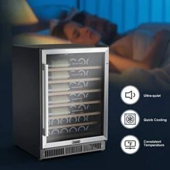 GLW57MS2B16 47 Bottle Built In Wine Refrigerator, Digital Temperature Control, White LED Interior Lighting, 5.7 Cu. Ft., Stainless Steel -Wilton Shop 41KOdGUEtdL