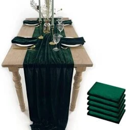 OME Emerald Green Velvet Table Runner, Luxurious Wedding Table Runner Decorations, 20 X 120 Inch 10ft Velvet Fabric Table Linen Overlay For Party -Wilton Shop 41KV xFQK3L. AC