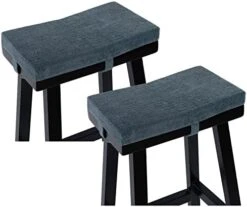 Baibu Set Of 2 Rectangle Bench Stool Cushion, Non-Slip Saddle Stool Seat Cushions Bar Stool Cushion With Machine Washable Cover - 2 Cushions Only (Blue, 18x9.5x1.5in) -Wilton Shop 41KbMHjZXdL. AC