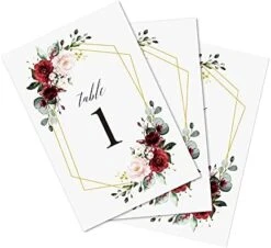 Burgundy Wedding Table Numbers, Numbers 1-25 & Head Table Card Table Numbers, Double Sided 4x6 Floral Design, Table Numbers For Wedding Reception/Party/Event -Wilton Shop 41KfmwOBhYL. AC