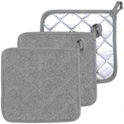 Oven Pot Holders 100% Cotton,7x7 Inches,3 Packs,Perfect For Cooking, Baking, Serving, BBQ Or Dinner Party (Gray, 3) -Wilton Shop 41L0PL62teL. AC