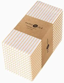 Set Of 12 Farmhouse Stripe Cloth Dinner Napkins Cotton 18x18 Absorbent Soft Restaurant Hotel Quality, Everyday Use Easy Care Washable Wedding Dinner Napkins Orange Beige -Wilton Shop 41L1ZQcCI2L. AC