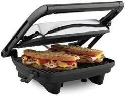 Hamilton Beach Electric Panini Press Grill With Locking Lid, Opens 180 Degrees For Any Sandwich Thickness, Nonstick 8" X 10" Grids, Red (25462Z) 16 Hamilton Beach Electric Panini Press Grill With Locking Lid, Opens 180 Degrees For Any Sandwich Thickness, Nonstick 8" X 10" Grids, Red (25462Z) -Wilton Shop 41L6MFWSFWL. AC