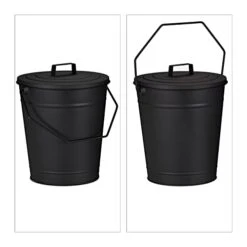 Relaxdays, 12l, Charcoal Bin With Handle, Round, Fireplace/Stove/Barbecue, HWD: 34x32.5x28 Cm, Black Ash Bucket With Lid -Wilton Shop 41LA6zUD7IL