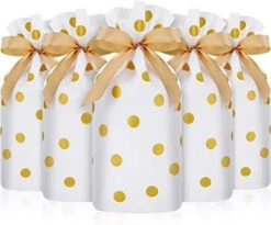 30 Packs Treat Bags With Drawstring Candy Bags, Plastic Favor Bag Drawstring Cookie Bags For Christmas Wedding Party Birthday Engagement Holiday Favor (Gold Polka Dot Print) -Wilton Shop 41LAL1mfkcL. AC