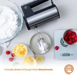 Hand Mixer Electric, Handheld Egg Beater With Whisk Attachments And Dough Hooks, Stainless Steel Cake Accessories For Baking, Whipping Machine With Dishwasher Safe Parts, 6 Speed Settings -Wilton Shop 41LHTGvpNbL