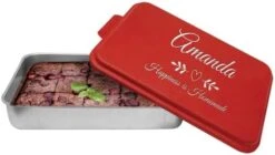Personalized Aluminum Cake Pan With Lid Engraved With Custom Name Text Monogram - Wedding, Engagement, Anniversary, Housewarming, Birthday, Corporate Customized Gift (Copper) -Wilton Shop 41LITG2NDXL. AC