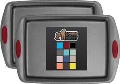 Non Stick Jelly Roll Baking Pans, Thick Warp Proof, 3 Piece, Durable Silicone Handles, Kitchen Oven Pan Bakeware Set, Cooking, Roasting Sets, Easy Clean, Set Of 3, Black -Wilton Shop 41LOszK57L. AC