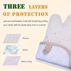 , Oven Mitts 13" Extra Long, Silicone + Cotton Lining + Cotton, Easy Clean, 500F° Heat Resistant Silicone Oven Mitt -Wilton Shop 41LaBlE3liL