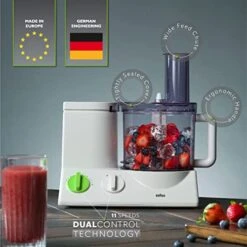 Braun FP3020 12 Cup Food Processor Ultra Quiet Powerful Motor, Includes 7 Attachment Blades + Chopper And Citrus Juicer , Made In Europe With German Engineering -Wilton Shop 41Lda40kR5L