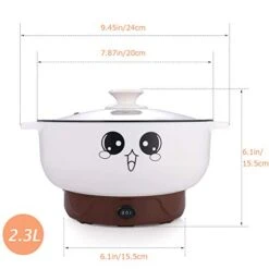 4-in-1 Multifunction Electric Cooker Skillet Wok Electric Hot Pot For Cook Rice Fried Noodles Stew Soup Steamed Fish Boiled Egg Small Non-stick With Lid (2.3L, Without Steamer) -Wilton Shop 41LeS0MHBSL