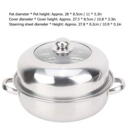 28CM Stainless Steel Single-layer Soup Pot, Hot Pot, Steamer, Soup Pot, New Heightened Steel And Glass Composite Cover, Open Flame, Induction Cooker, Infrared, Electric Stove Heating -Wilton Shop 41LmKzFENhL