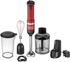 Black & Decker Kitchen Wand Cordless Immersion Blender, 3 In 1 Multi Tool Set, Hand Blender With Charging Dock, Whisk, And Chopper, Red (BCKM1013K06) -Wilton Shop 41LqveEnqcL. AC