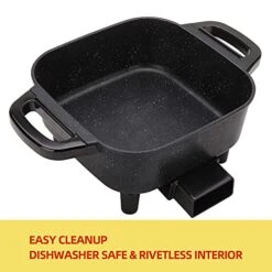 Aoran Small Skillet Electric Non-Stick Square,8 Inch Electric Frying Pan With Tempered Glass Vented Lid,Mini Personal Electric Skillet Indoor，Black,1000 Watts -Wilton Shop 41LzYNMgtaS