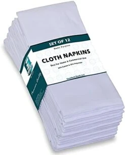Cloth Napkins (12 Pack, White)- Fabric Napkins 18" X 18" - Poly Cotton Dinner Napkins-Reusable Restaurant Napkins-Table Napkins- Weddings Napkins. -Wilton Shop 41M8QxtvdVS. AC