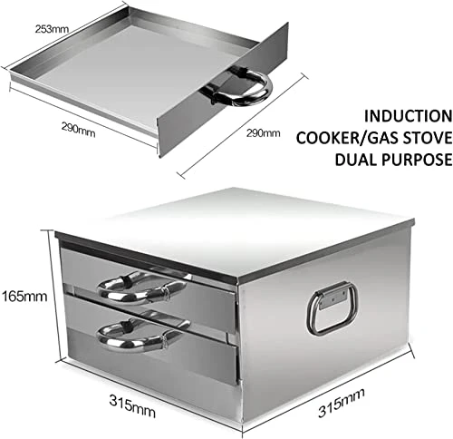 ANSNAL 304 Stainless Steel Rice Noodle Rolls Machine, 2-Layer Cantonese Cuisine Vermicelli Roll Steamer Household Changfen Cookware With Removable Lid 7 ANSNAL 304 Stainless Steel Rice Noodle Rolls Machine, 2-Layer Cantonese Cuisine Vermicelli Roll Steamer Household Changfen Cookware With Removable Lid - Image 5