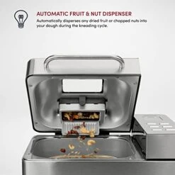 Aroma Housewares Professional 2 Lb. Digital Bread Maker, 17 Preset Functions And 3 Crust Colors, Automatic Fruit & Nut Dispenser, Stainless Steel (ABM-270), Silver -Wilton Shop 41MJ23x9tQL