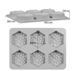 6 Holes Bee Honeycomb Pattern Silicone Fondant Soap Molds, DIY Bakeware Pan Cake Moulds Sweet Cupcake Chocolate Making Mold Handmade Fondant Cake Decorating Tool Baking Mould 8 6 Holes Bee Honeycomb Pattern Silicone Fondant Soap Molds, DIY Bakeware Pan Cake Moulds Sweet Cupcake Chocolate Making Mold Handmade Fondant Cake Decorating Tool Baking Mould -Wilton Shop 41MUaPHSCQL