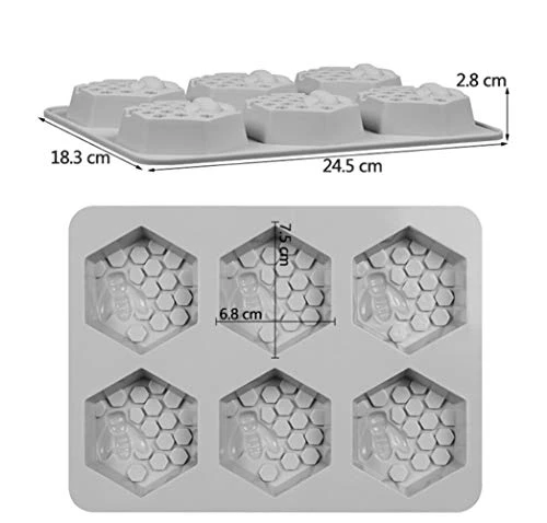 6 Holes Bee Honeycomb Pattern Silicone Fondant Soap Molds, DIY Bakeware Pan Cake Moulds Sweet Cupcake Chocolate Making Mold Handmade Fondant Cake Decorating Tool Baking Mould 4 6 Holes Bee Honeycomb Pattern Silicone Fondant Soap Molds, DIY Bakeware Pan Cake Moulds Sweet Cupcake Chocolate Making Mold Handmade Fondant Cake Decorating Tool Baking Mould - Image 2
