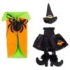 E-Living Halloween Wine Bottle Covers, Orange & Green Spider Cape W/Black Witch Outfit -Wilton Shop 41MUktCuaeL