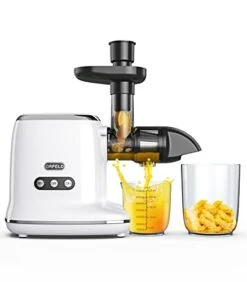 Juicer Machines, ORFELD Cold Press Juicer With 92% Juice Yield & Purest Juice, Easy Cleaning & Quiet Motor Juice Extractor For Vegetables And Fruits (White)