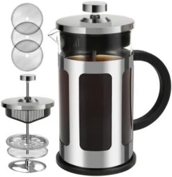 French Press Coffee Maker 12 Ounce Stainless Steel With Borosilicate Glass Heat Resistant 4 Level Filtration System For Brew Coffee & Tea Dishwasher Safe 350ml (12oz, Stainless Black) -Wilton Shop 41MYGV4XnEL. AC