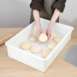 27 X 18 X 6 Inch Proofing Boxes, 10 Rectangle Dough Boxes - Stackable, Dishwasher-Safe, White Plastic Pizza Dough Boxes, Durable, Lids Sold Separately -Wilton Shop 41N7SCtVRiS