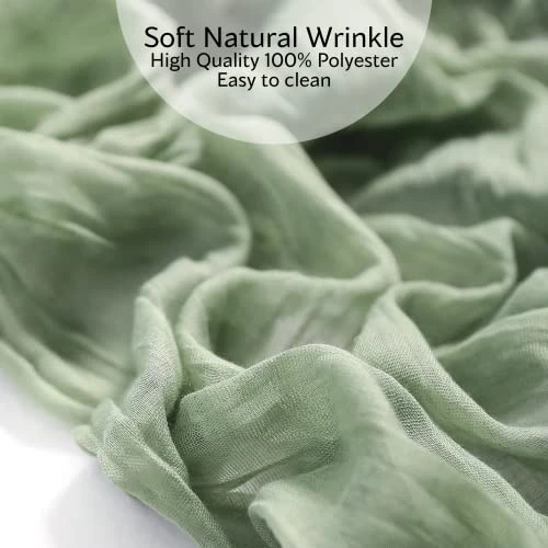 Beautiful Sage Green 2 Pack Cheese Cloth Table Runner | Cheesecloth Table Runner | Gorgeous Pre-Wrinkled Gauze Table Runner | Sage Tablecloth | Table Runner Cheesecloth 7 Beautiful Sage Green 2 Pack Cheese Cloth Table Runner | Cheesecloth Table Runner | Gorgeous Pre-Wrinkled Gauze Table Runner | Sage Tablecloth | Table Runner Cheesecloth - Image 5