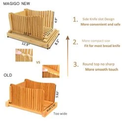 Nature Bamboo Foldable Bread Slicer With Crumb Catcher Tray, Bread Slicing Guide For Homemade Bread & Loaf Cakes, Thickness Adjustable (Knife Not Included) -Wilton Shop 41NAfgh9j8L