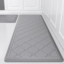 Kitchen Mats 2 PCS Cushioned Anti Fatigue Kitchen Rugs And Mat, 1/2 Inch Thick Waterproof Non Slip Kitchen Rug Set, PVC Non Skid Comfort Cushion Mat For Kitchen Floor Sink Office Laundry, Grey -Wilton Shop 41NDyGv5xQL. AC